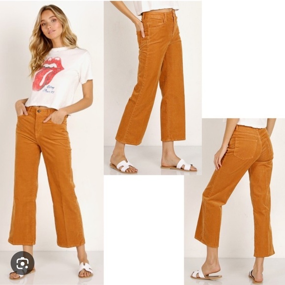 J Brand Joan Corduroy High Rise Wide Leg Crop Pants Light Mars Grey Silver Sz 30 - Picture 8 of 15